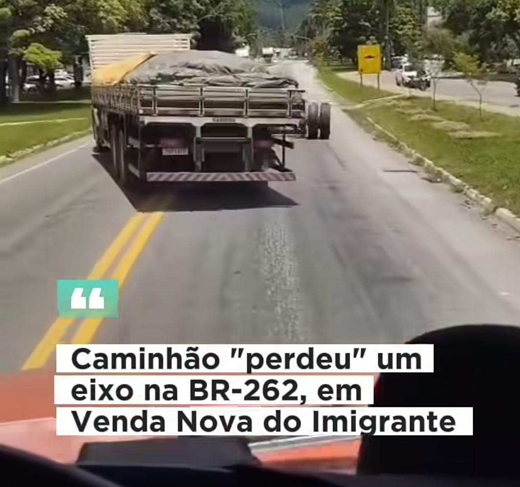 Caminhão perde eixo na BR 262 no trecho de Venda Nova do Imigrante